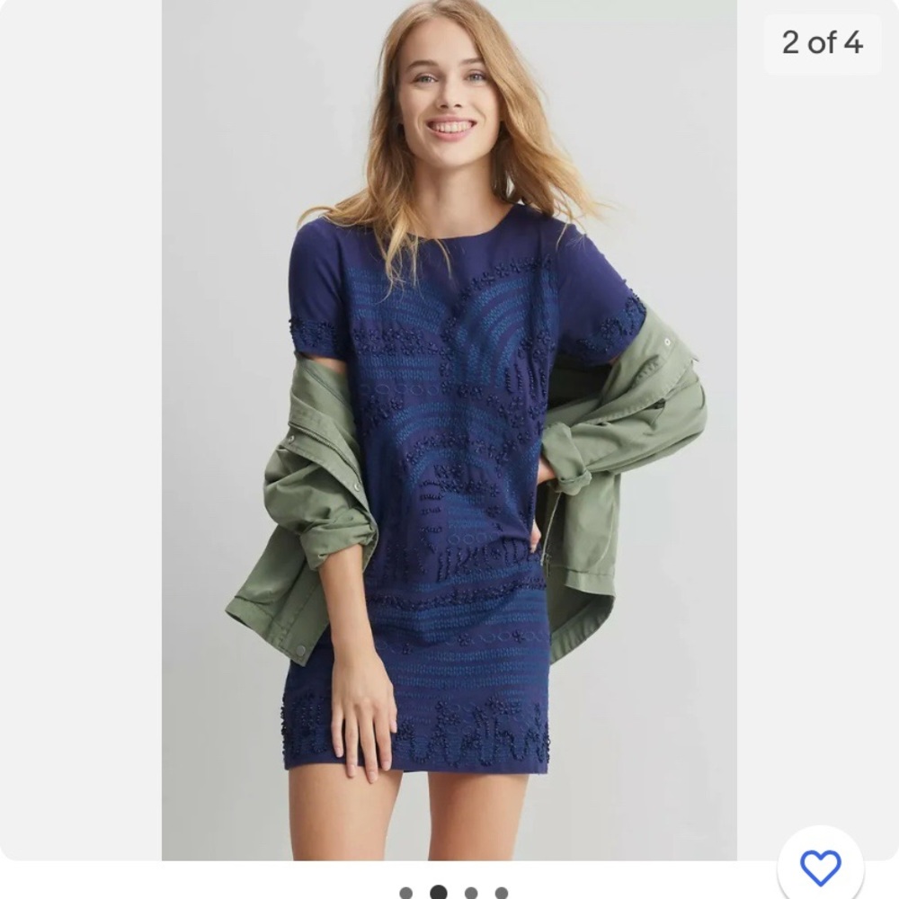 Anthropologie Rae Embroidered Shift Dress NWT